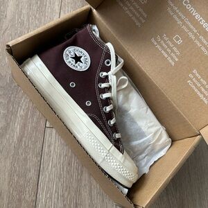 Converse High-Top Sneakers in Dark Brown and Cream
